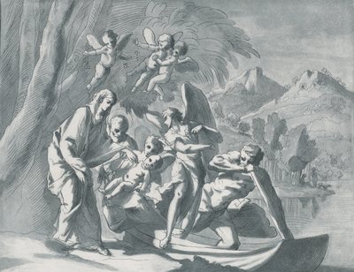 Resten på flukten til Egypt, 1740-71. av Andrea Scacciati