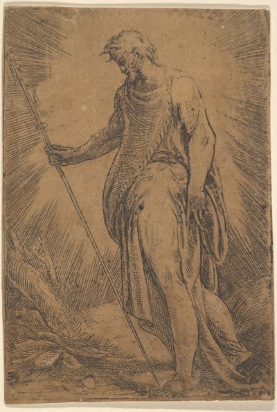 En apostel som holder en stav vendt mot venstre, ca. 1540-60. av Andrea Schiavone