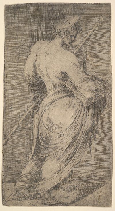 Saint James Major holder en stav og en bok vendt mot høyre, fra Kristus og Apo..., ca. 1548-50. av Andrea Schiavone