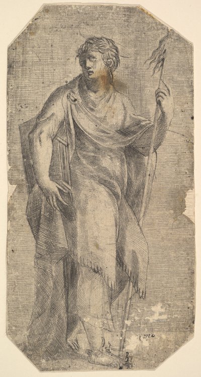 Saint Matthew holder en stav og en bok, svinger til venstre, ca. 1540-50. av Andrea Schiavone