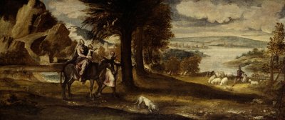 Flukten til Egypt, 154050. av Andrea Schiavone