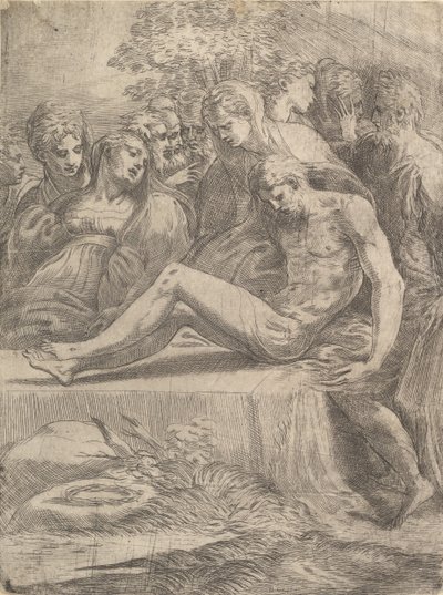 Klagesangen over den døde Kristus, ca. 1545-50. av Andrea Schiavone