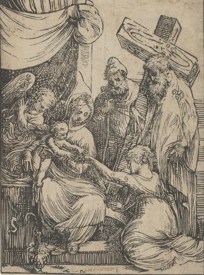 Ekteskapet til Saint Catherine, 1550-60. av Andrea Schiavone