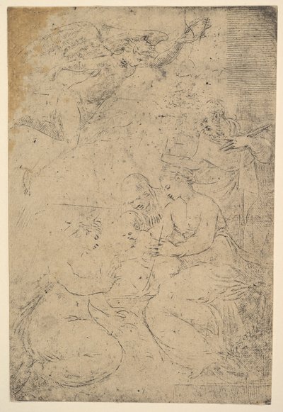 Det mystiske ekteskapet til Saint Catherine, ca. 1550. av Andrea Schiavone