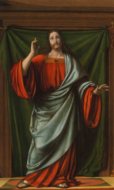 Christ Blessing, ca. 1520 (olje på tre) av Andrea Solario