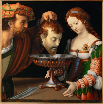 Salome med hodet til døperen Johannes, ca. 1501–20 (maleri på tre) av Andrea Solario