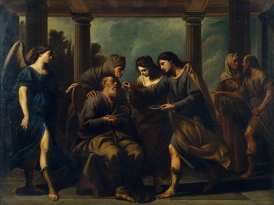 Tobias helbreder sin fars blindhet, ca. 1640 av Andrea Vaccaro