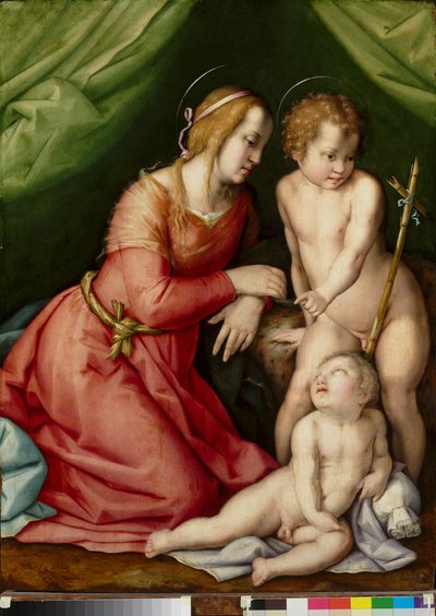 Madonna og barn med Saint John av Andrea del (workshop of) Sarto
