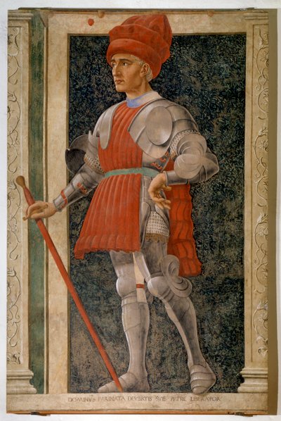 Portrett av Farinata degli Uberti, italiensk aristokrat og militærleder (fersk av Andrea del Castagno