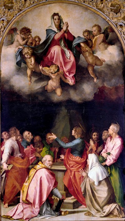 Assumption Passerini-maleri av Andrea del Sarto (1486-1531) 1522 Dim.379x222 cm Firenze, Palazzo Pitti av Andrea del Sarto