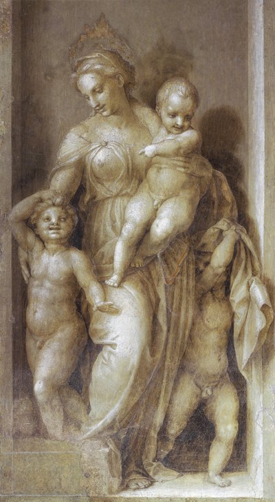 Veldedighet - Fresco av Andrea del Sarto