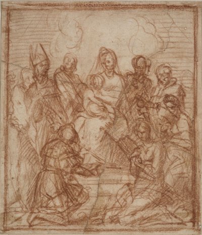 Enthroned Madonna with Child and eight saints Composition study, 1528 av Andrea del Sarto