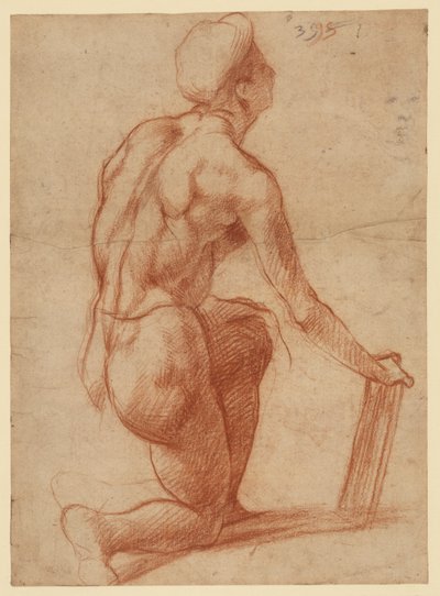 Studie av en knelende figur med en skisse av et ansikt (recto); figurstudie og ansikt (verso) av Andrea del Sarto