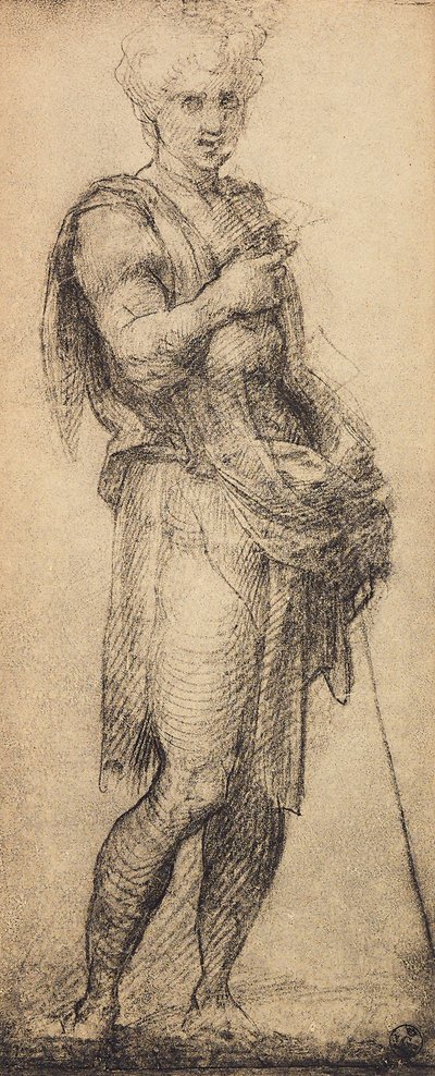 Studie av en mannsfigur, tegning av Andrea del Sarto. Cabinet of Drawings and Prints, Uffizi Gallery, Firenze av Andrea del Sarto