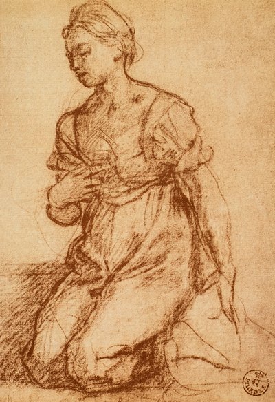 Studie av en kvinne; tegning av Andrea del Sarto. Cabinet of Drawings and Prints, Uffizi Gallery, Firenze av Andrea del Sarto