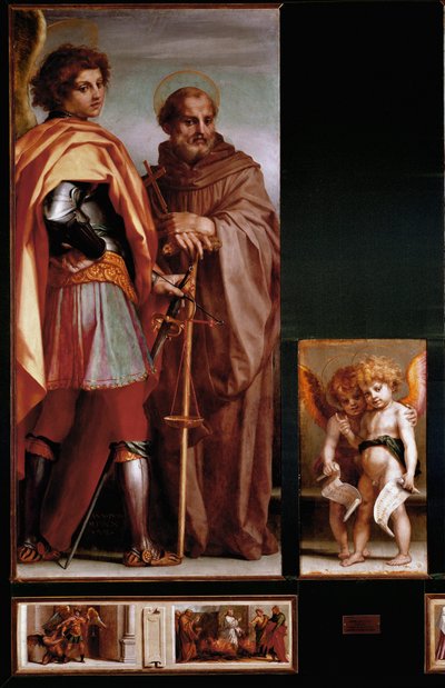 Vallombrosa altertavle: St Michael og Giovanni Gualberto, sidepaneler. (olje på panel av Andrea del Sarto