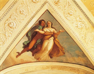 Bezel with Mercury, fresco av Andrea Appiani (1754-1817), Villa Reale, Monza, Italia av Andrea the Elder Appiani