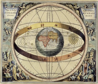 Ptolemaios-systemet. Andrea Cellarius sin himmelatlas. av Andreas (after) Cellarius