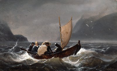 Artister i stormvær i Sognefjorden av Andreas Achenbach