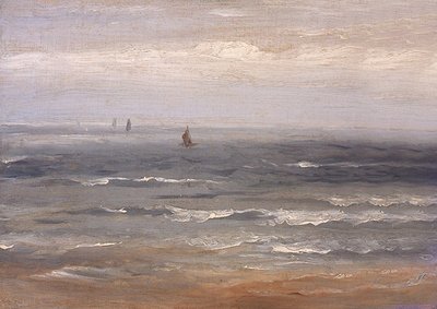 Nordsjøen (olje på lerret lagt på kort) av Andreas Achenbach