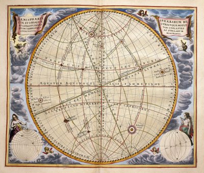 Baner av planeter og stjerner sett fra jorden, gravering fra Harmonia Macrocosmica, av Andreas Cellarius (1596-1665) av Andreas Cellarius