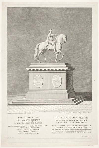 Rytterstatuen av Frederik V på Amalienborg slottsplass av Andreas Heckel