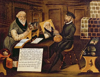 Kunstneren på jobb maler Hans Sachs (1494-1576) av Andreas Herneyssen