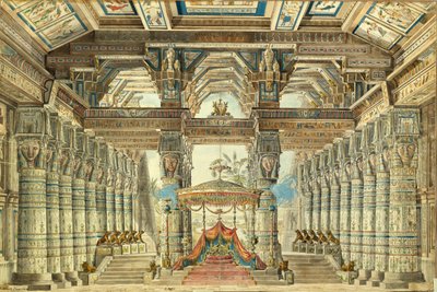 Scenedesign for balletten Caesar in Egypt av G. Haendel, 1834 av Andreas Leonhard Roller