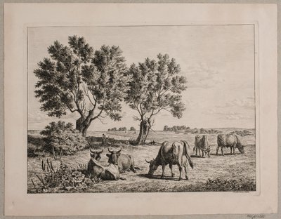 Landskap med beitende storfe av Andreas Peter Madsen