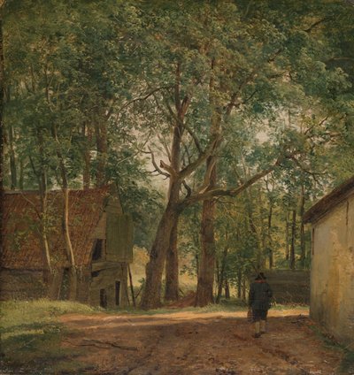 Gårdstun gårdstun av Andreas Schelfhout (signed by artist)