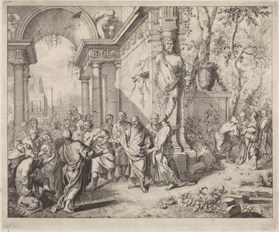 Kristus helbreder to blinde mennesker av Andreas van der Myn (possibly)