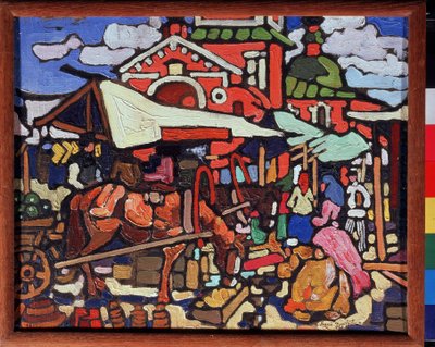 Marked. Maleri av Andrei Ivanovich Dmitriev (1893-1921). Olje på lerret av Andrei Ivanovich Dmitriev