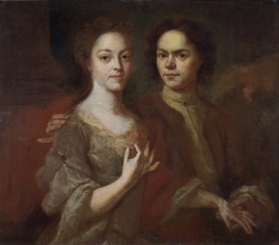 Selvportrett med kona, ca. 1729 av Andrei Matveyevich Matveyev