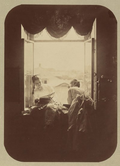 [To unge kvinner ved vinduet], ca. 1870. av Andrei Osipovich Karelin