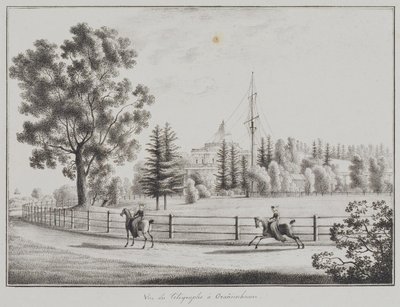 Utsikt over akepaviljongen og telegrafen på Oranienbaum, 1821-1822 av Andrei Yefimovich Martynov