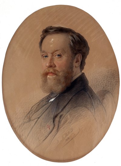 ""Portrett av marskalken av adelen V Y Tulinov"" (Portrett av marskalken av adelen V.Y. Tulinov) Pastelltegning av Andrei Belloli (1820-1881) 1868 Ivan Kramskoy Museum of Fine Arts (eller Kramskoi) i Voronezh (Voronezh) , Russland. av Andrej Franzowitsch Belloli