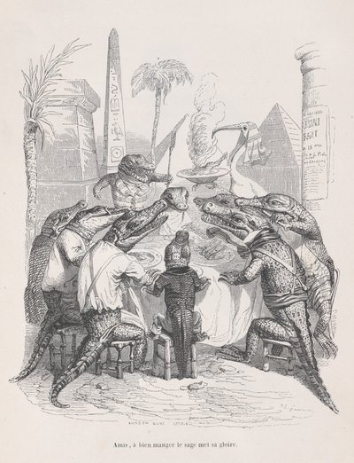 Venner, den kloke legger sin ære i å spise godt fra Scener fra Privaten ..., ca. 1837-47. av Andrew Best Leloir