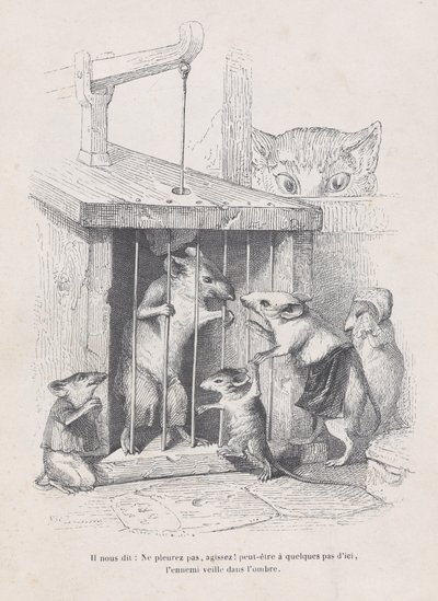 Han forteller oss: ikke gråt, handle! fra scener fra dyrelivets private og offentlige liv..., ca. 1837-47. av Andrew Best Leloir