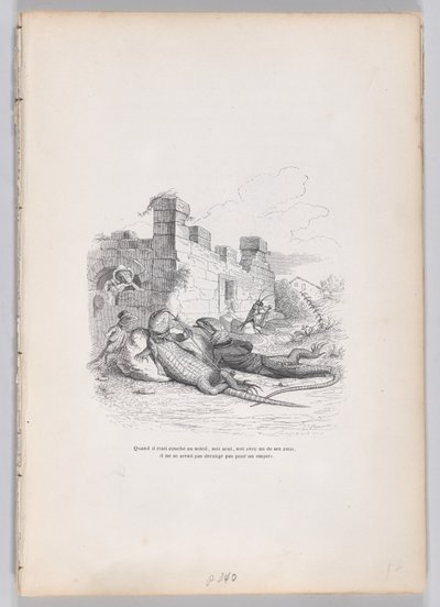 Da han sov i solen... fra Scener fra det private og offentlige liv til ..., ca. 1837-47. av Andrew Best Leloir