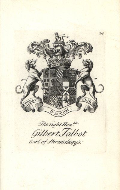 Våpenskjold og våpenskjold til høyre ærede Gilbert Talbot av Andrew Johnston
