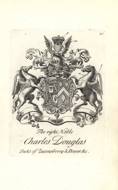 Våpenskjold og våpenskjold av den høyre adelige Charles Douglas, 3. hertug av Queensberry og Dover av Andrew Johnston