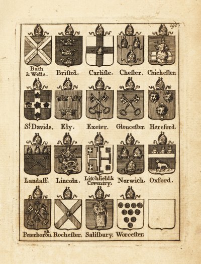 Våpenskjold fra biskopene av Bath & Wells, Bristol, Carlisle, Chester, Chichester, etc. av Andrew Johnston
