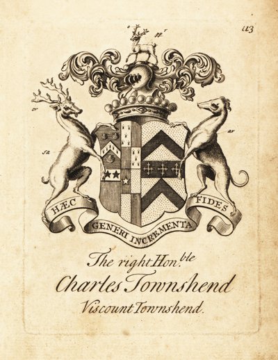 Våpenskjold til høyre ærede Charles Townshend, 2. Viscount Townshend av Andrew Johnston