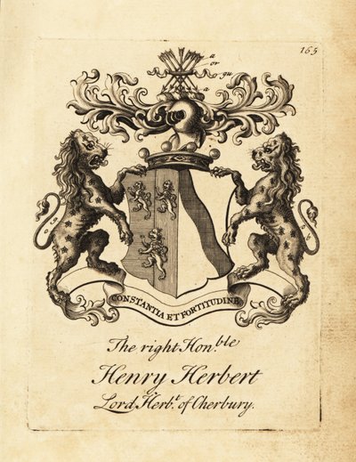Våpenskjold til høyre ærede Henry Herbert, Lord Herbert av Cherbury, Baron Herbert av Cherbury (eller Chirbury) av Andrew Johnston