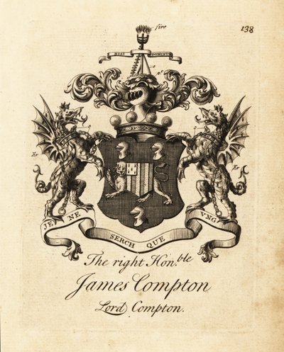 Våpenskjold til høyre ærede James Compton, Lord Compton, 5. jarl av Northampton av Andrew Johnston