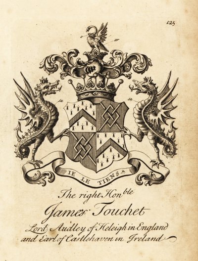 Våpenskjold til høyre ærede James Touchet, Lord Audley av Heleigh i England, 6. jarl av Castlehaven i Irland, død 1740 av Andrew Johnston