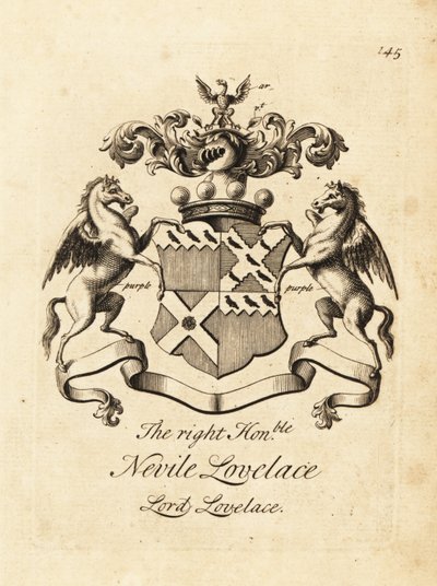 Våpenskjold til den høyre ærede Nevile Lovelace, Lord Lovelace, 6. Baron Lovelace av Andrew Johnston