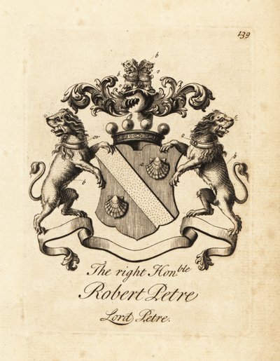 Våpenskjold til Høyre ærede Robert Petre, Lord Petre, 8. Baron Petre av Andrew Johnston