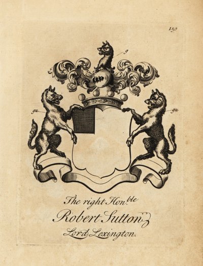Våpenskjold til høyre ærede Robert Sutton, Lord Lexington, 2nd Baron Lexington (1662-1723) av Andrew Johnston