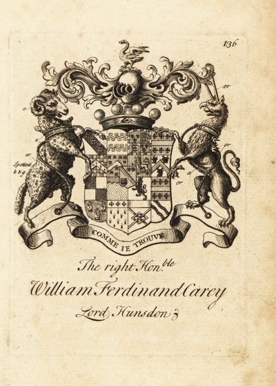 Våpenskjold til høyre ærede William Ferdinand Carey, 8. Baron Hundsen, Lord Hunsdon av Andrew Johnston